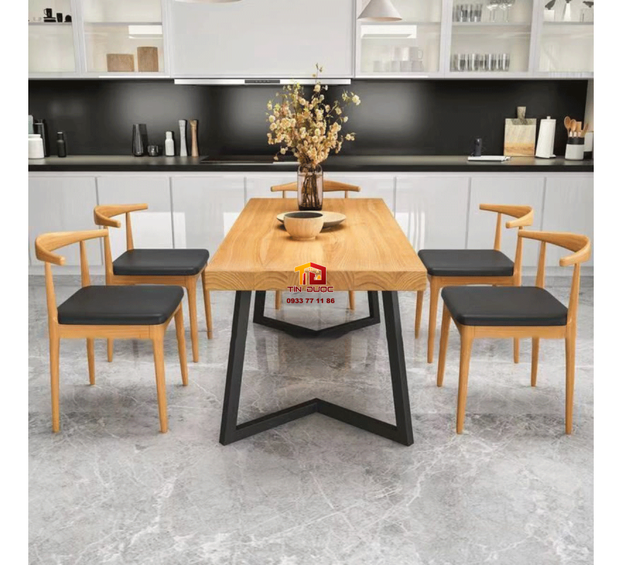 Bộ B&agrave;n Ăn Gỗ Sồi Tự Nhi&ecirc;n Độc Đ&aacute;o, Hiện Đại - BA04