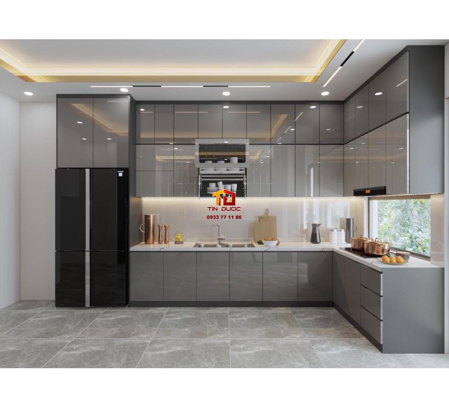Tủ Bếp Gỗ An Cường Phủ Acrylic Cao Cấp - TBA034